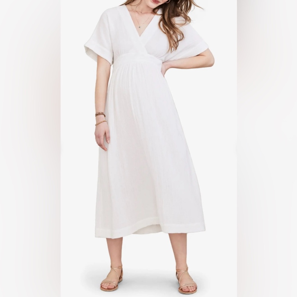 Like New Hatch Cotton Maternity Carolina Waist Tie Dress in White Size 2